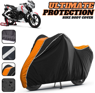 HILLSTAR Waterproof Two Wheeler Cover for TVS(Apache RTR 160, Orange, Black)