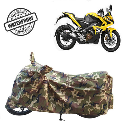 ROYAL AUTO MART Waterproof Two Wheeler Cover for Bajaj(Pulsar RS 200, Green, Multicolor)