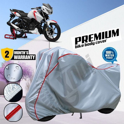 xodi Waterproof Two Wheeler Cover for TVS(Apache RTR 160, Silver, Red)