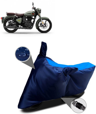 AutoGalaxy Waterproof Two Wheeler Cover for Royal Enfield(Classic 350 Signals, Blue)
