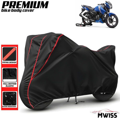 Mwiss Waterproof Two Wheeler Cover for TVS(Apache RTR 180, Black, Red)