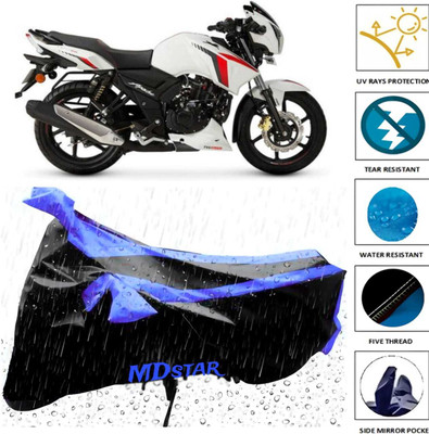 Mdstar Waterproof Two Wheeler Cover for TVS(Apache, Black, Blue)