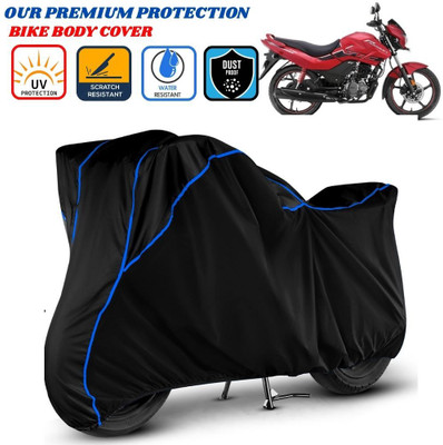 Delphinium Waterproof Two Wheeler Cover for Hero(Passion Xpro, Black, Blue)