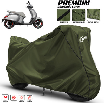 xodi Waterproof Two Wheeler Cover for Bajaj(Urbanite Chetak BS6, Green, Black)
