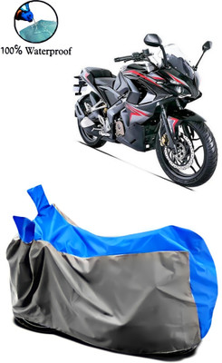 APNEK Waterproof Two Wheeler Cover for Bajaj(Pulsar RS 200, Grey, Blue)