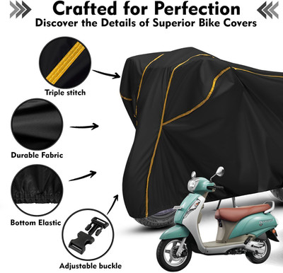 AutoGalaxy Waterproof Two Wheeler Cover for Suzuki(Access 125, Black, Yellow)
