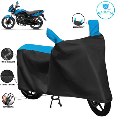 MADAFIYA Waterproof Two Wheeler Cover for Hero(Glamour Programmed FI, Black, Blue)