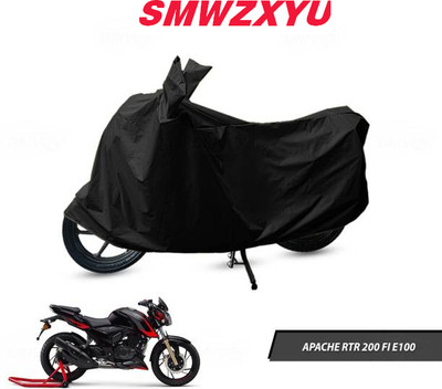 smwzxyu Waterproof Two Wheeler Cover for TVS(Apache RTR 200 Fi E100, Black)