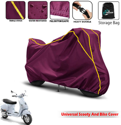 AUTOBIRSA Two Wheeler Cover for Vespa(Vespa LX 125, Maroon)