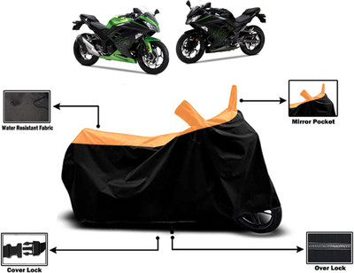 Amexride Two Wheeler Cover for Kawasaki(Ninja 300 BS6, Orange)