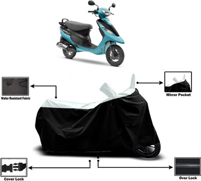 Amexride Two Wheeler Cover for TVS(Scooty Pep Plus BS6, White)