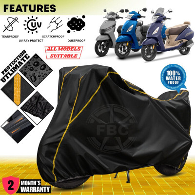 AutoGalaxy Waterproof Two Wheeler Cover for TVS(Jupiter, Black, Yellow)