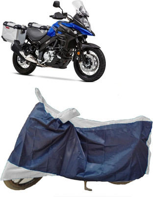 AutoKick Two Wheeler Cover for Suzuki(V Strom 650, Blue, White)
