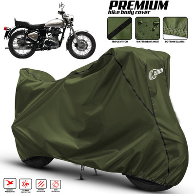 AutoGalaxy Waterproof Two Wheeler Cover for Royal Enfield(Bullet 350 Twinspark, Green, Black)