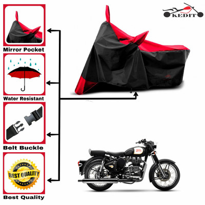 KEDIT Two Wheeler Cover for Royal Enfield(Scrambler, Red, Black)