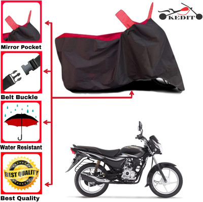 KEDIT Two Wheeler Cover for Bajaj(Platina 100 DTS-i, Red, Black)