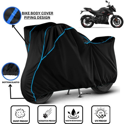LE PRA Waterproof Two Wheeler Cover for Bajaj(Pulsar 250, Black, Blue)
