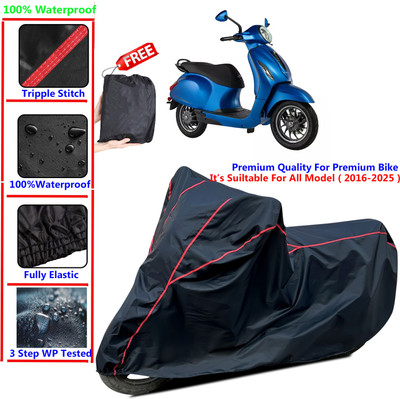 SThanaveX Waterproof Two Wheeler Cover for Bajaj(Chetak, Black)
