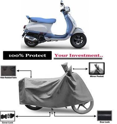 Amexride Two Wheeler Cover for Vespa(Vespa VXL 125, Grey)