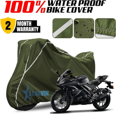 Starvin Waterproof Two Wheeler Cover for Yamaha(R15, Green, White)