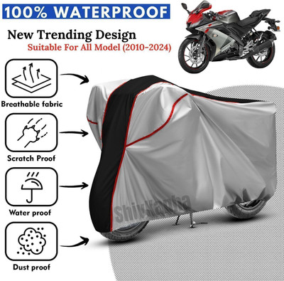 Shiv Kanha Waterproof Two Wheeler Cover for Yamaha(R15, Silver, Black)