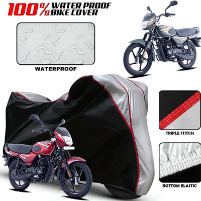 OliverX Waterproof Two Wheeler Cover for Bajaj(CT 100, Black, Silver)