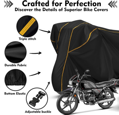 AutoGalaxy Waterproof Two Wheeler Cover for Hero(Splendor I Smart, Black, Yellow)