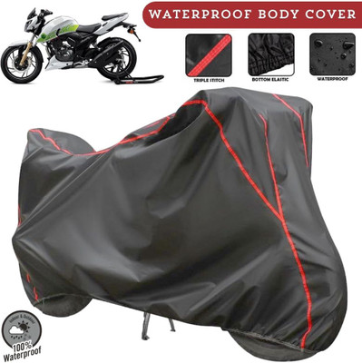 MADAFIYA Two Wheeler Cover for TVS(Apache RTR 200 4V, Grey, Red)