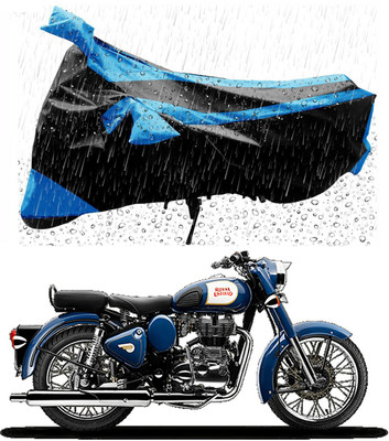 MMSSTAR Waterproof Two Wheeler Cover for Royal Enfield(Bullet 350, Blue, Black)