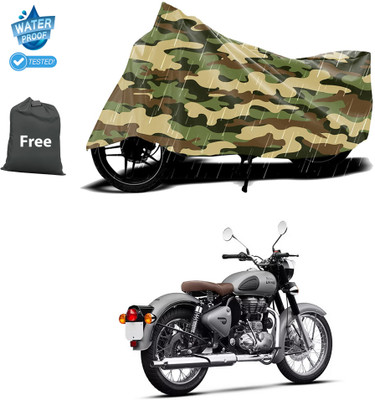 GOSHIV-car and bike accessories Waterproof Two Wheeler Cover for Royal Enfield(Classic Gunmetal, Yellow)