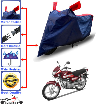 KEDIT Two Wheeler Cover for Hero(HF Deluxe BS6, Red, Blue)