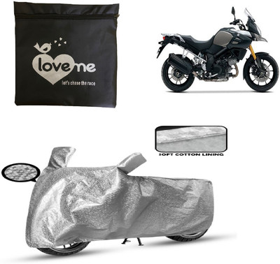 Love Me Waterproof Two Wheeler Cover for Suzuki(V Strom 1000, Silver)
