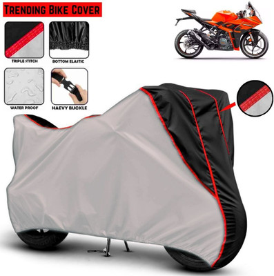 Mwiss Waterproof Two Wheeler Cover for KTM(RC 390, Silver, Black)