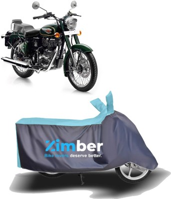 ZIMBER Two Wheeler Cover for Royal Enfield(Bullet 500, Blue, Grey)