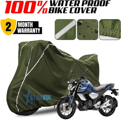 Starvin Waterproof Two Wheeler Cover for Yamaha(FZ, Green, White)
