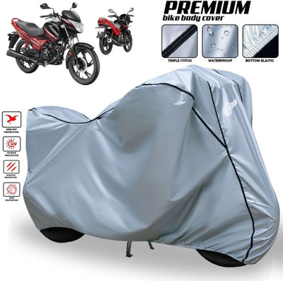 SThanaveX Waterproof Two Wheeler Cover for Hero(MotoCorp Glamour, Silver, Black)