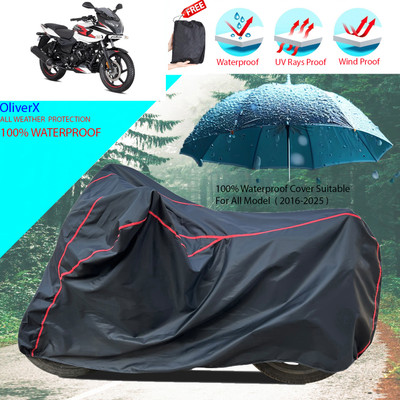OliverX Waterproof Two Wheeler Cover for Bajaj(Pulsar 220F, Black)