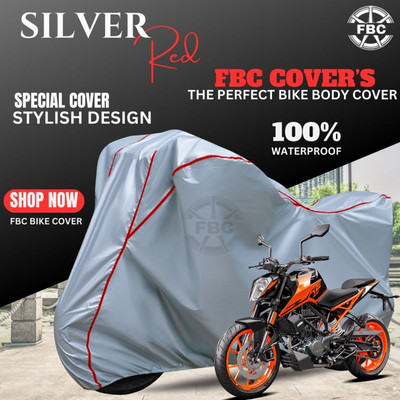 FBC Waterproof Two Wheeler Cover for KTM(Duke 390, Silver, Red)
