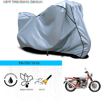 ANTHUB Waterproof Two Wheeler Cover for Royal Enfield(Bullet Trials 350, Silver)