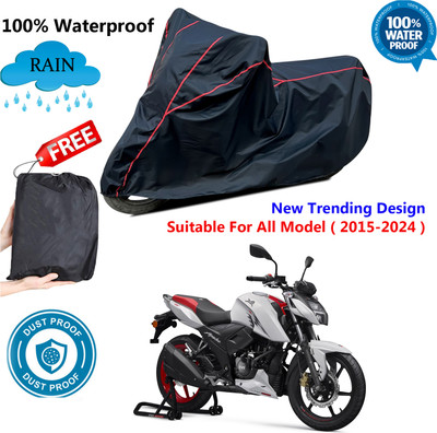 AUTOCAD Waterproof Two Wheeler Cover for TVS(Apache RTR 160, Black, Red)
