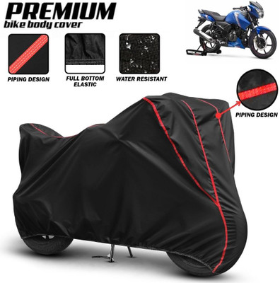 Mwiss Waterproof Two Wheeler Cover for TVS(Apache RTR 180, Black, Red)