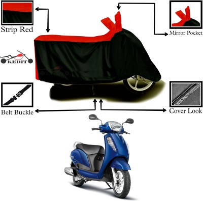 KEDIT Two Wheeler Cover for Suzuki(Access 125, Red, Black)