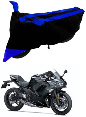 Genipap Two Wheeler Cover for Kawasaki(Ninja 650 BS6, Black, Blue)