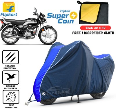 Car Styling Waterproof Two Wheeler Cover for Hero(HF Deluxe, Blue, Multicolor)