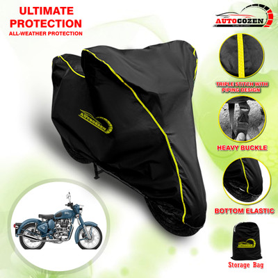 AUTOCOZEN Waterproof Two Wheeler Cover for Royal Enfield(Classic Squadron BS6, Black)