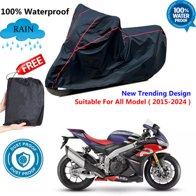 AUTOCAD Waterproof Two Wheeler Cover for Aprilia(RSV4, Black, Red)