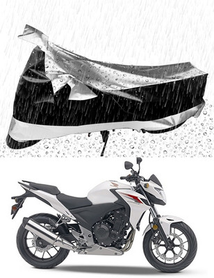 MMSSTAR Waterproof Two Wheeler Cover for Honda(CB500F, Silver, Black)