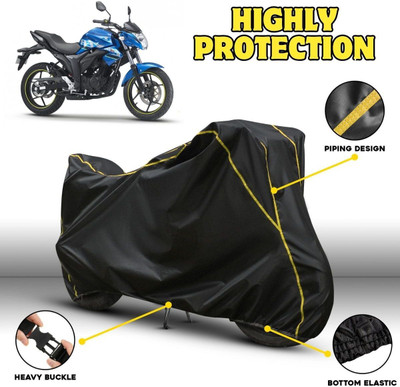 AutoGalaxy Waterproof Two Wheeler Cover for Suzuki(Gixxer, Black, Yellow)