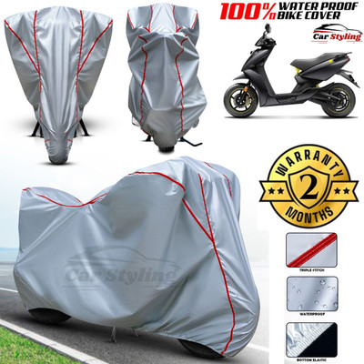 Car Styling Waterproof Two Wheeler Cover for Ather(450 X, Silver, Red)