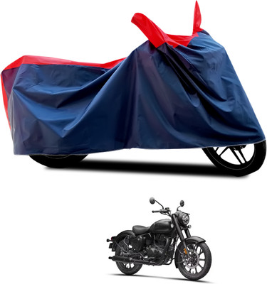 CODOKI Waterproof Two Wheeler Cover for Royal Enfield(Classic 350, Black, Red)